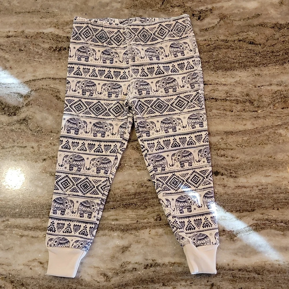 Pajamas For Peace Tranquil Elephant Kids Neutral Organic 2PC Pants Set - Picture 5 of 11